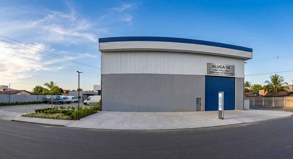 Galpão industrial com portão azul
