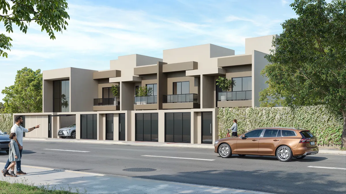 Casas geminadas de dois andares construídas pela RMC